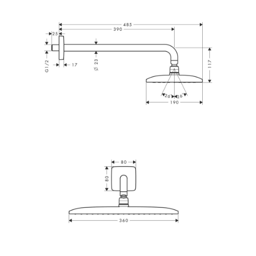 Hansgrohe Raindance E Overhead Shower Jet Ecosmart With Shower Arm