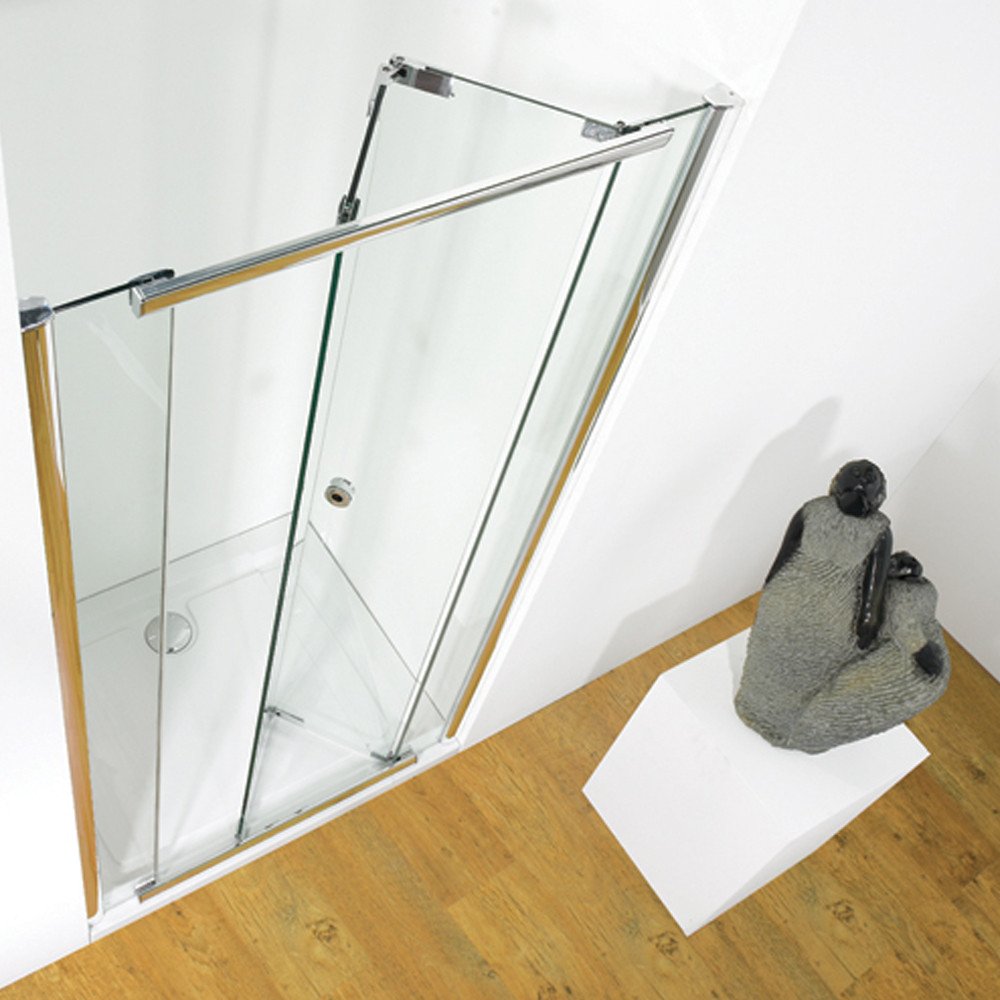 Kudos Infinite Semiframeless BiFold Shower Door 900mm Wide Silver