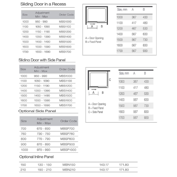 Merlyn Mbox Sliding Shower Door - 6mm Glass - 1900mm x 1200mm