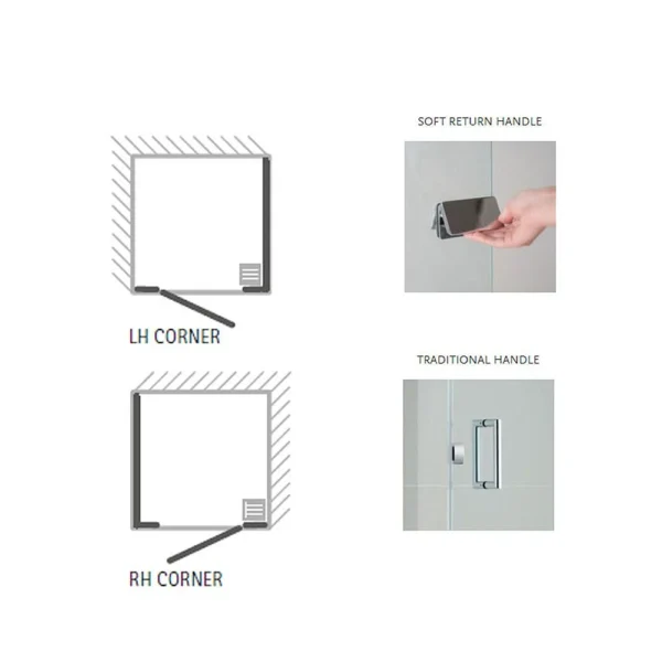 Matki Illusion Corner Shower Enclosure with Integrated Raised Tray And Traditional Handle - 1000mm x 800mm - RH - Image 3