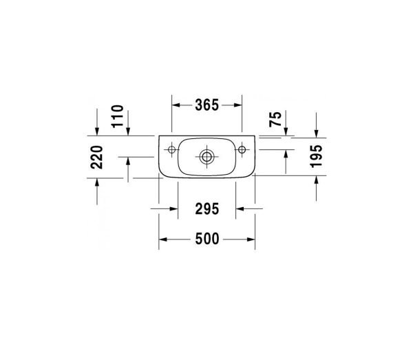 Duravit Durastyle Handrinse Wall Hung Basin - With Overflow - 500mm Wide - Left Handed - Image 2
