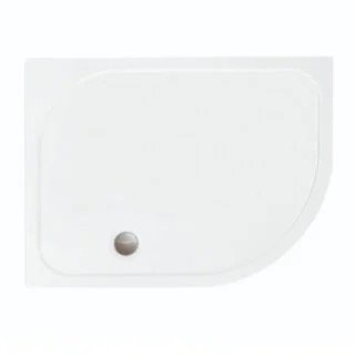 White Continental Offset Quadrant Shower Tray With Waste - RH - 1200mm x 900mm - White - Image 2