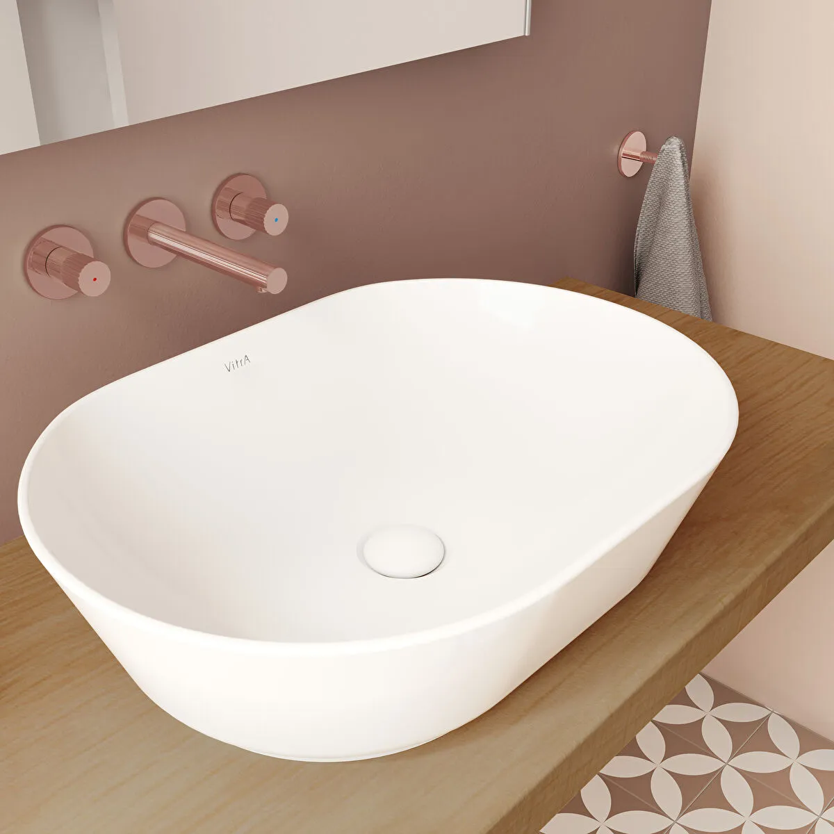 Vitra Geo Oval Countertop Basin without overflow - 550mm Wide - 0 Tap Hole - White