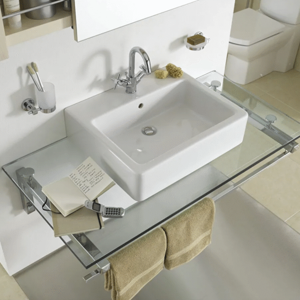 Vitra Nuo Countertop Basin with overflow and back side glazed - 600mm x 400mm - 1 Tap Hole - White