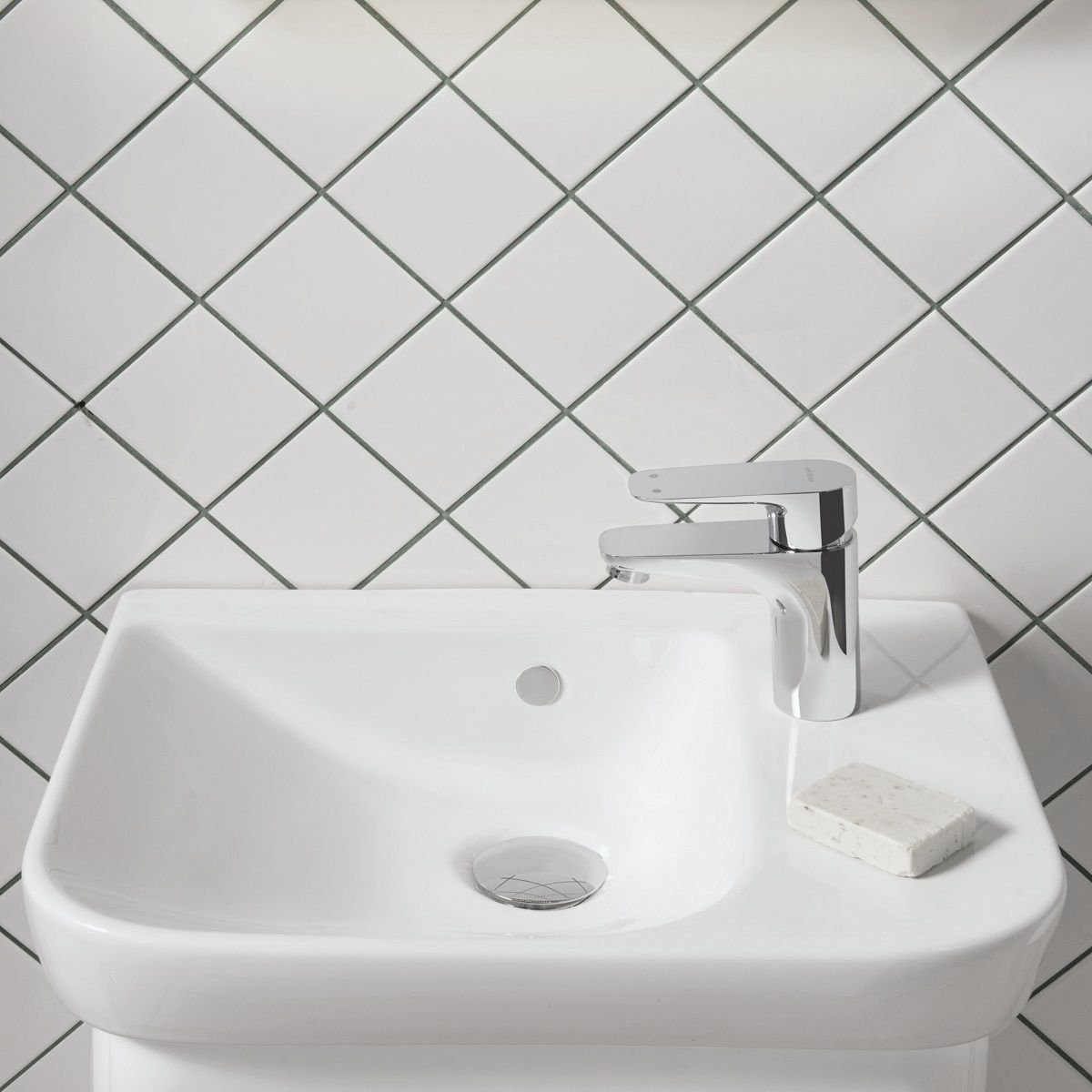 Vitra Sento Basin - 500mm Wide - Right Handed - 1 Tap Hole - White