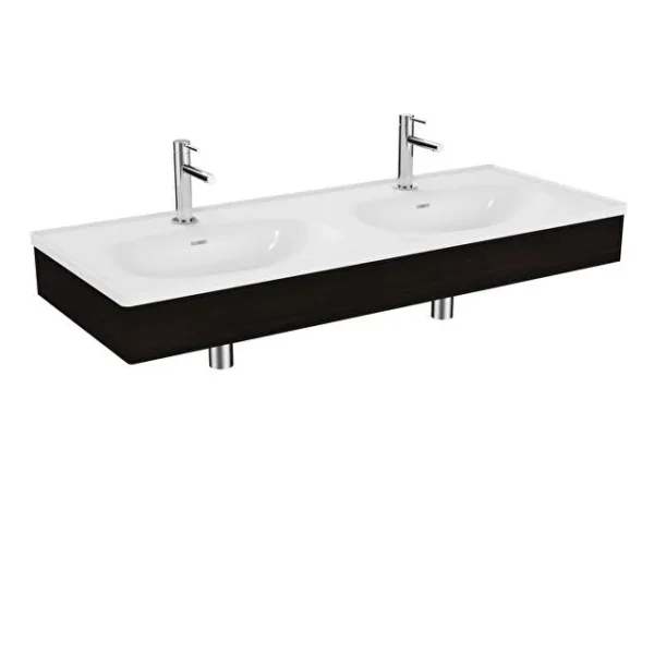 Vitra Equal Double Vanity Unit With Twin Bowls - 1300mm Wide - Elm
