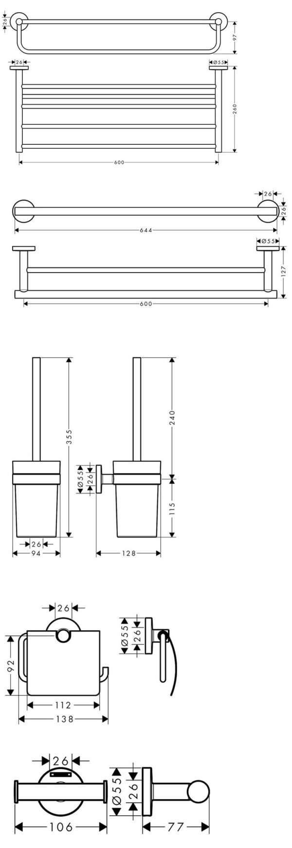 Hansgrohe Logis Universal Bath-Accessory Extended Set 5 In 1 - 41728000 - Image 2