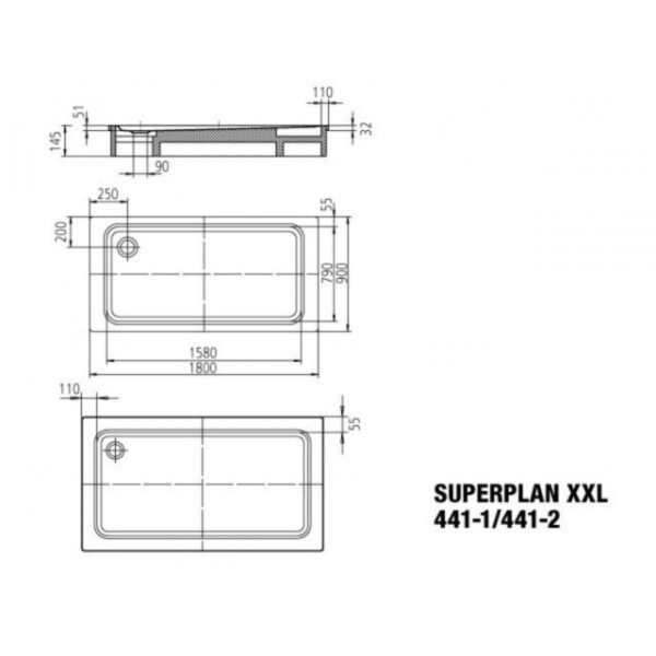 Kaldewei Superplan Xxl Rectangular Shower Tray - 1800mm X 900mm - Matt Grey - Secure plus - 434100012715 - Image 3