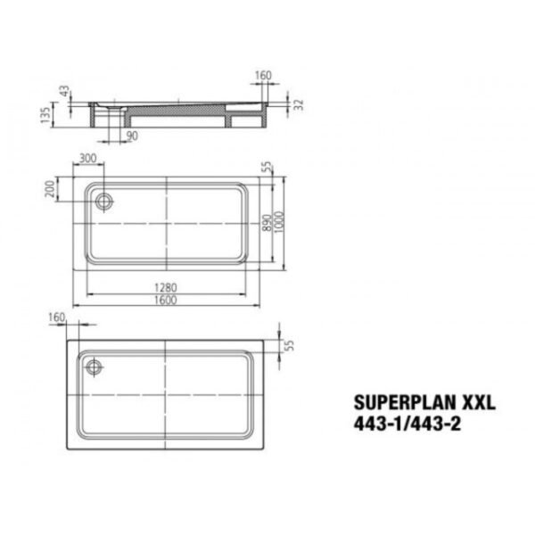 Kaldewei Superplan Xxl Rectangular Shower Tray - 1600mm X 1000mm - White - Easy Clean - 434300013001 - Image 3