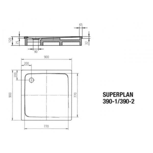 Kaldewei Superplan Square Shower Tray - 900mm X 900mm - White - Anti Slip With Support - 446947930001 - Image 3