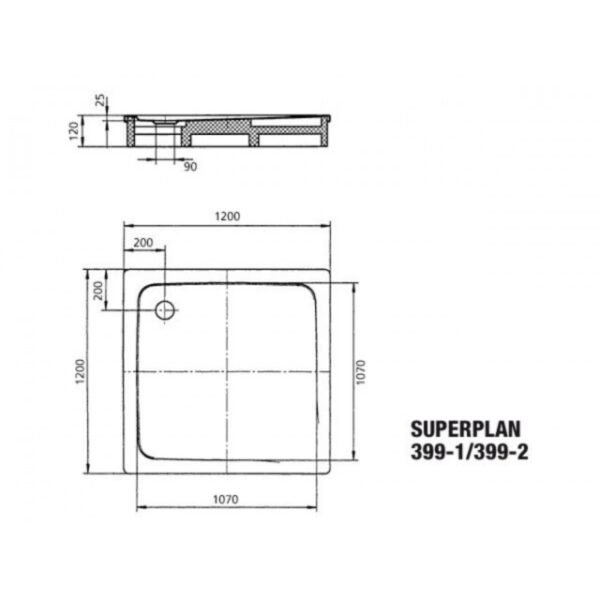 Kaldewei Superplan Square Shower Tray - 1200mm X 1200mm - Matt Black - Support - 447147980717 - Image 3