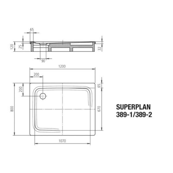 Kaldewei Superplan Rectangular Shower Tray - 1200mm X 800mm - White - Not Full Anti Slip With Easy Clean - 447330023001 - Image 3