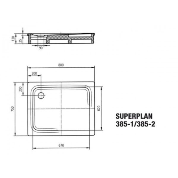 Kaldewei Superplan Rectangular Shower Tray - 800mm X 750mm - White - 447600010001 - Image 3