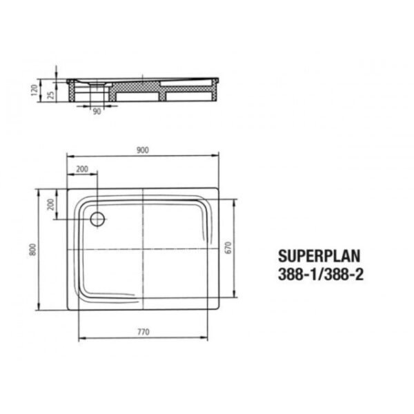 Kaldewei Superplan Rectangular Shower Tray - 900mm X 800mm - White - Easy Clean - 447800013001 - Image 3