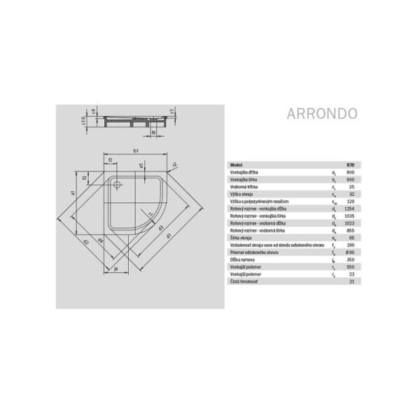 Kaldewei Ambient Arrondo 870 - 1 Steel Quadrant Shower Tray - 1000 X 1000 X 65mm With Support - 460548040001 - Image 3