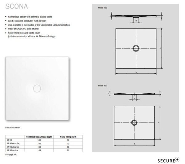 Kaldewei Scona Square Shower Tray - 900mm X 900mm - Matt Anthracite - 491300012716 - Image 3