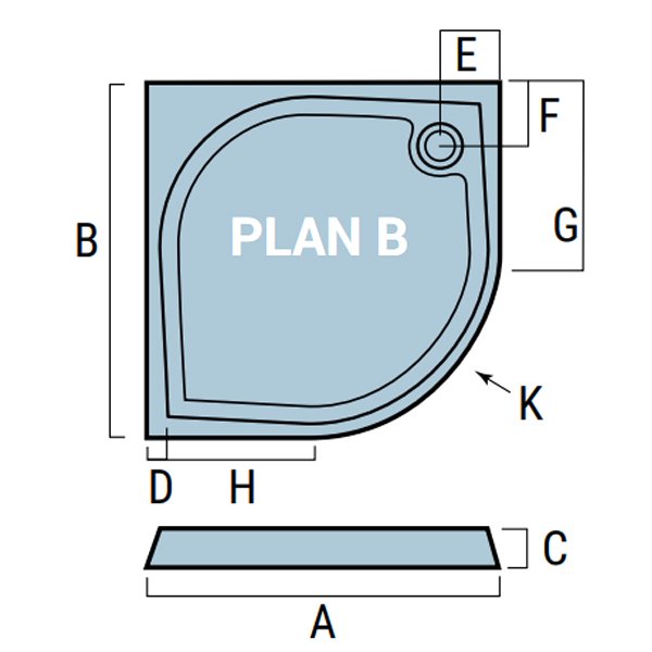 Eastbrook Vanguard Quadrant Shower Tray 900mm X 900mm White