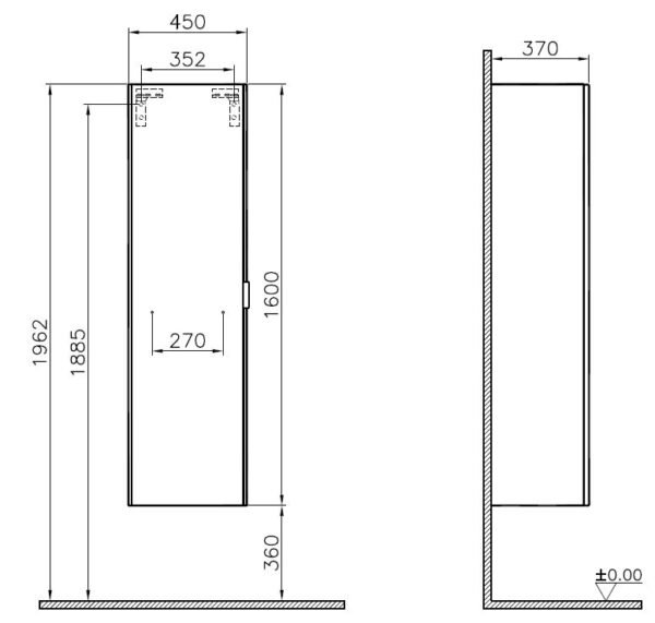 Vitra Nest 1 Door Tall Storage Unit - 450mm Wide - Right Hinge - Waved Natural Wood - Image 2