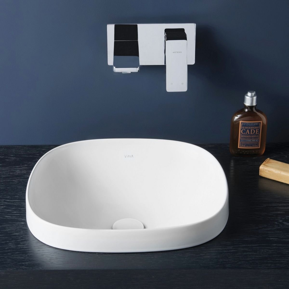 Vitra Frame Square Inset Countertop Basin - 410mm X 390mm - 0 Tap Hole - Black