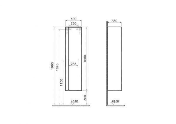 Vitra M Line Wall Mounted Tall Unit - 1600mm High - Right Hinged - Plum Tree - Image 3