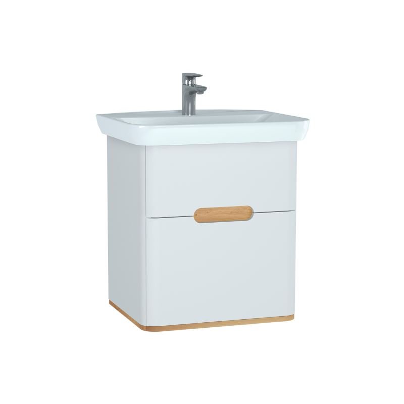 Vitra Sento 2 Drawer Wall Hung Vanity Unit With Basin - 650mm Wide - Matt White