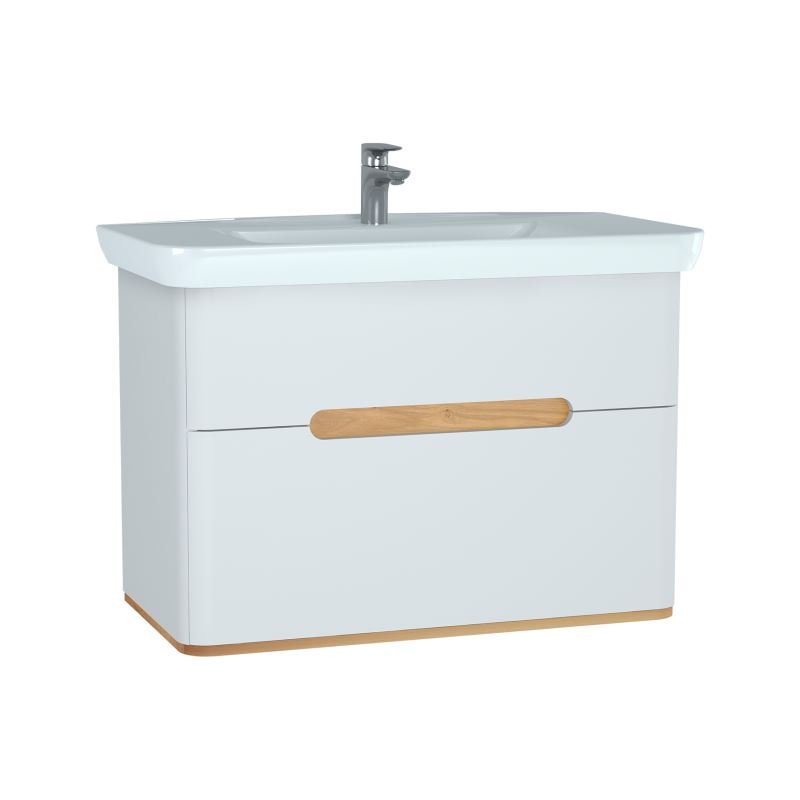 Vitra Sento 2 Drawer Wall Hung Vanity Unit With Basin - 1000mm Wide - Matt White