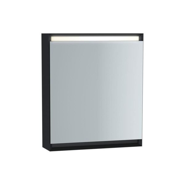 Vitra Frame 1 Door Illuminated Mirror Cabinet - 600mm X 700mm - Left Hinge - Matte Soft Black
