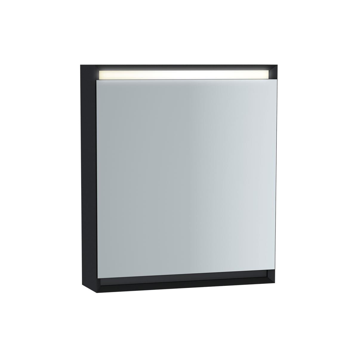 Vitra Frame 1 Door Illuminated Mirror Cabinet - 600mm X 700mm - Left Hinge - Matte Soft Black