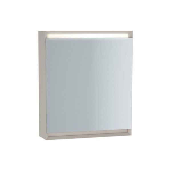 Vitra Frame 1 Door Illuminated Mirror Cabinet - 600mm X 700mm - Right Hinge - Matt Soft Taupe