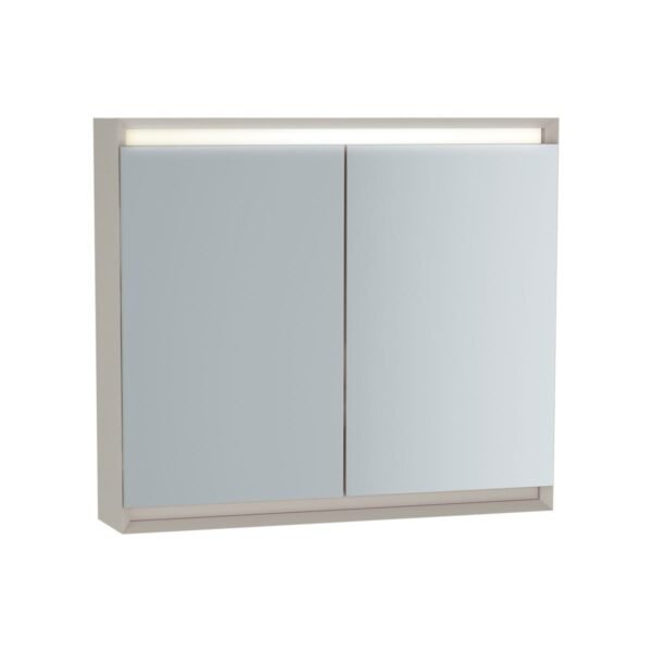 Vitra Frame 2 Door Illuminated Mirror Cabinet - 800mm X 700mm - Matt Soft Taupe