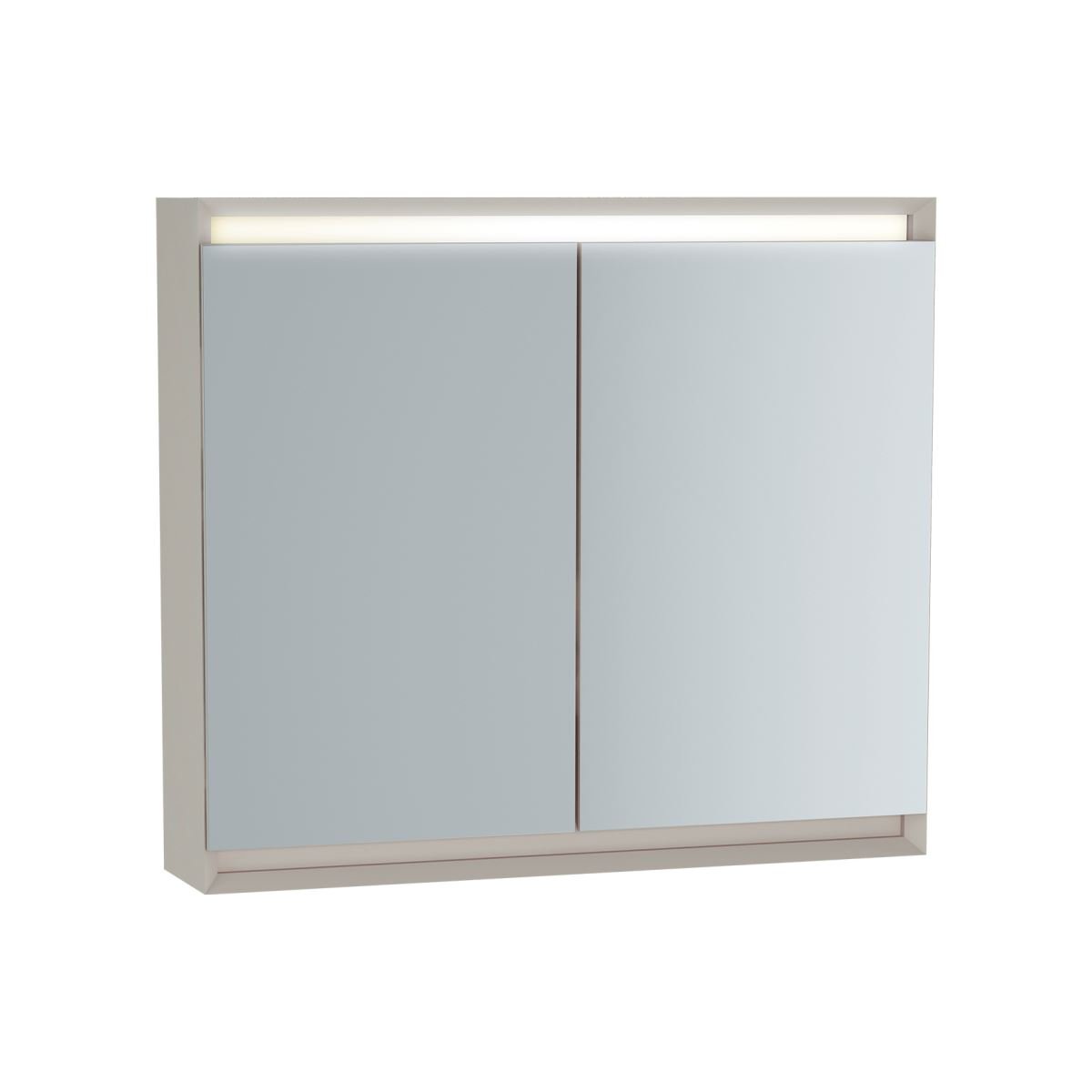 Vitra Frame 2 Door Illuminated Mirror Cabinet - 800mm X 700mm - Matt Soft Taupe