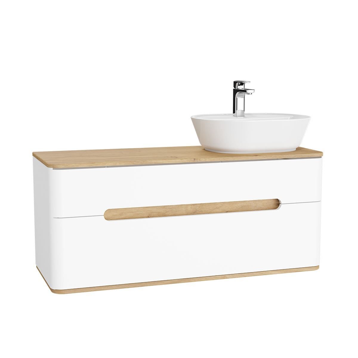 Vitra Sento 2 Drawer Wall Hung Vanity Unit - 1220mm Wide - Right Handed Matte White