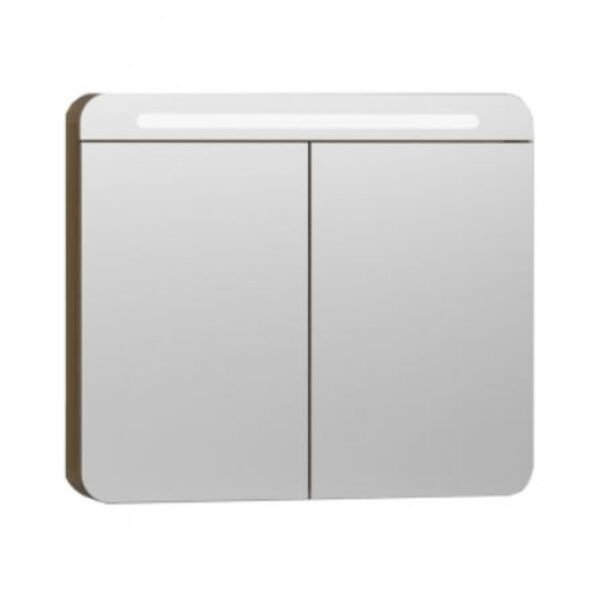 Vitra Nest 1 Door Mirror Cabinet With LED Lighting And Shaver Socket - 800mm Wide - Waved Natural Wood