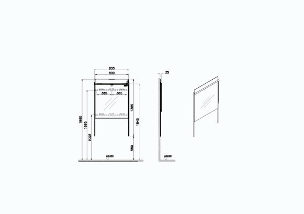 Vitra Equal Illuminated Flat Mirror - 800mm Wide - Image 2