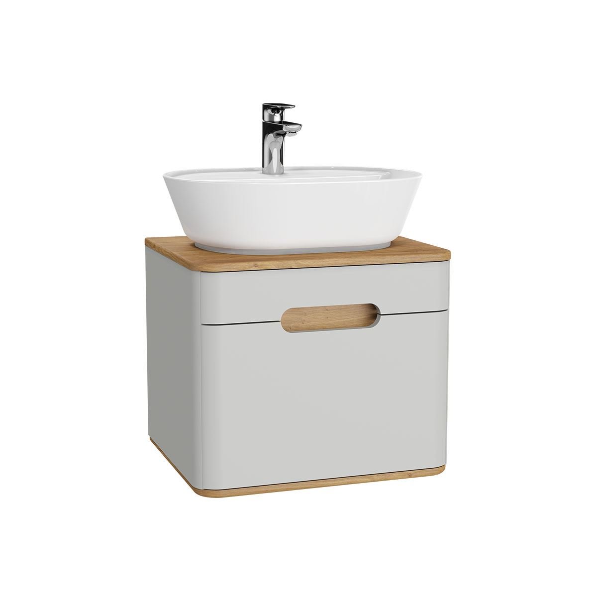 Vitra Sento1 Drawers Small Vanity Unit - 650mm Wide - Matt Light Grey
