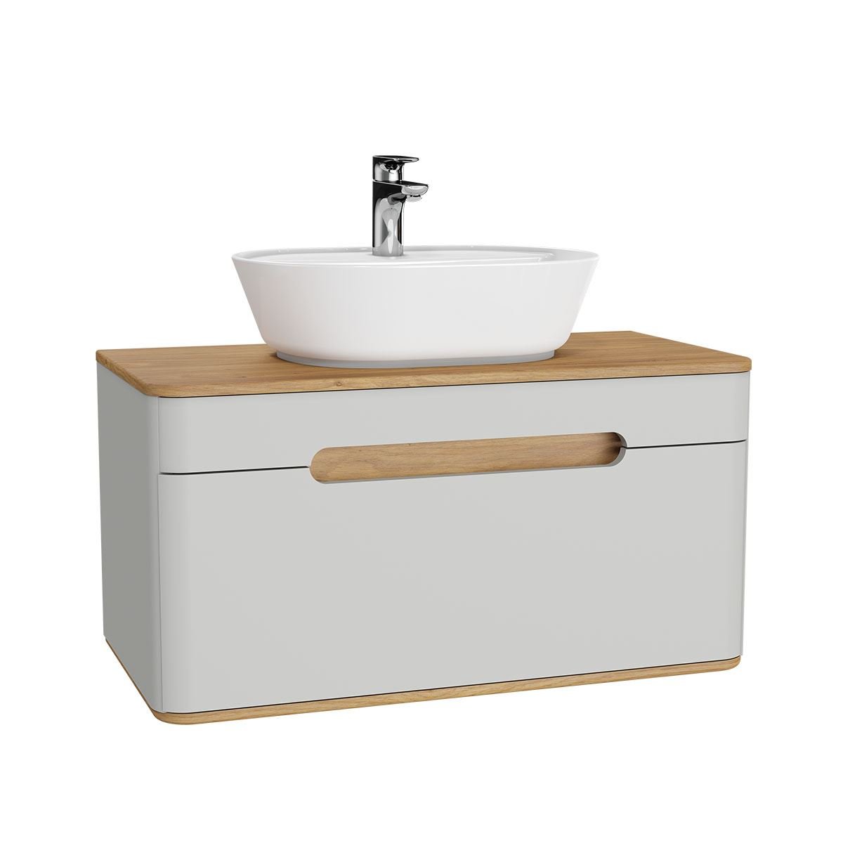 Vitra Sento1 Drawers Small Vanity Unit - 1000mm Wide - Matt Light Grey