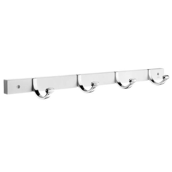 Smedbo BX1051 4 Hooks Coat Rack, Polished Chrome/White Wood