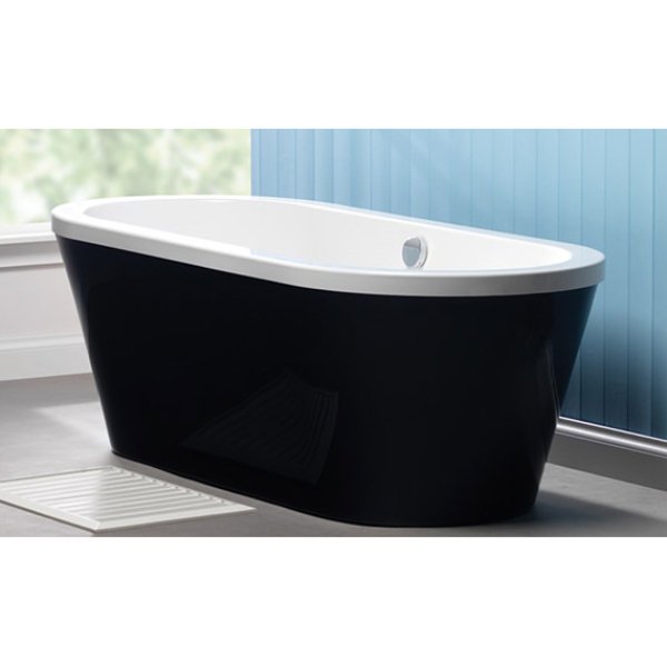 Carron Halcyon Carronite Oval Double Ended Bath and filler - 1750mm x 800mm - Black