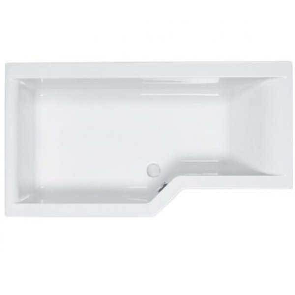 Carron Edge L Shape Shower Bath - 1575mm x 850mm - Left Hand - white