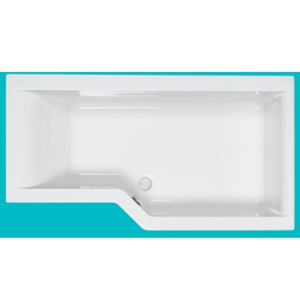 Carron Edge L Shape Carronite Shower Bath - 1575mm x 850mm - Right Hand - white