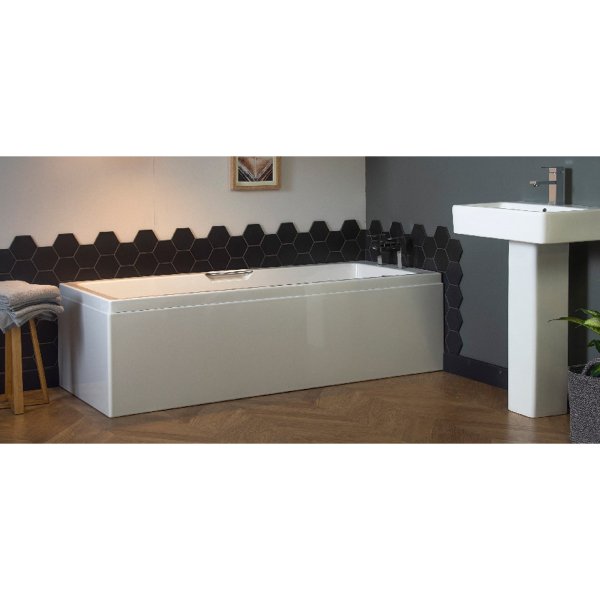 Carron Integra Eco Carronite Single Ended Shower Bath - 1600mm X 700mm - white