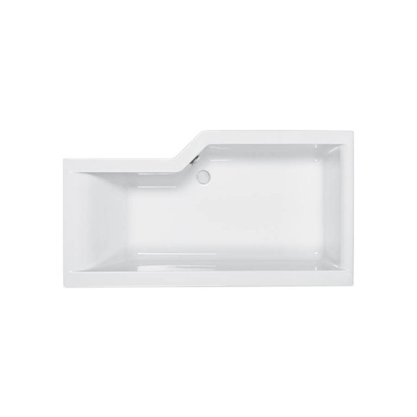 Carron Edge L Shape Carronite Shower Bath - 1675mm x 850mm - Left Hand - white