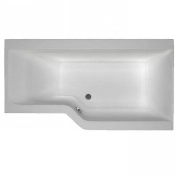 Carron Edge L Shape Carronite Shower Bath - 1675mm x 850mm - Right Hand - white