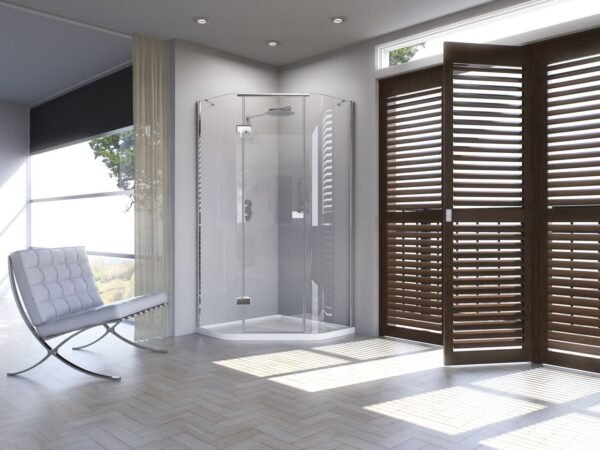 Matki Illusion Quintesse Shower Enclosure with Integrated Raised Shower Tray With Traditional Handle - 1000mm x 800mm - LH