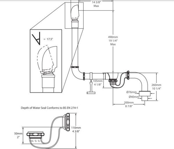 Victoria + Albert Plug & chain Waste For Baths with Overflow Hole - Polished Nickel - Image 2