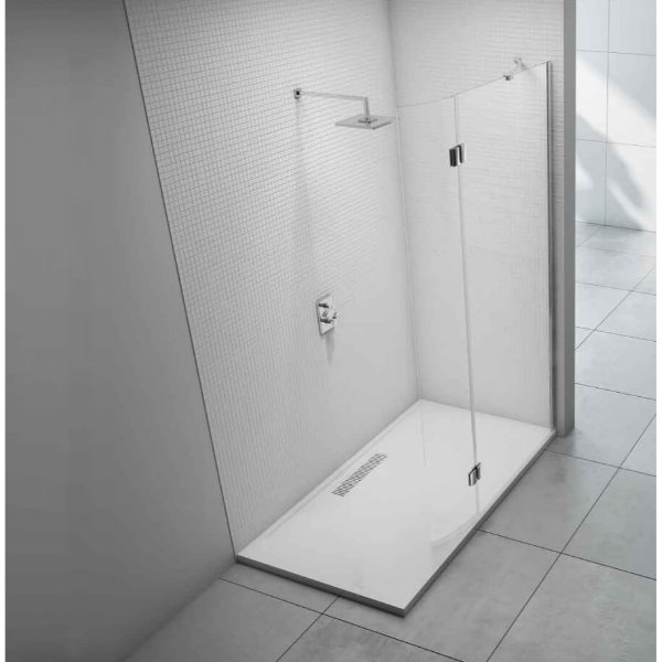 Merlyn 8 Series Wetroom Glass Panel with Curved Hinged Panel - 8mm Glass - 2015mm x 1200mm - M8SWC900