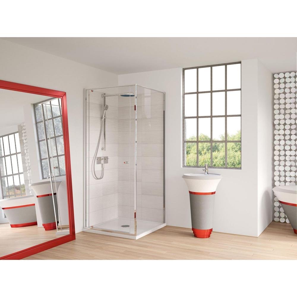 Matki Corner Pivot Door with Glass Guard - 1100mm - White Finish