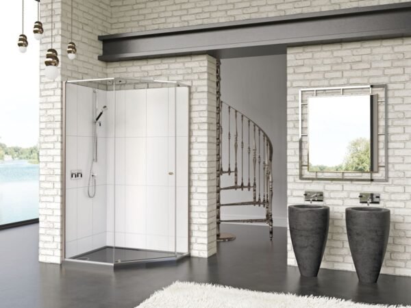 Matki-One Quintesse Shower Enclosure Complete With Tray And Glass Guard - 1200mm x 900mm - White Finish - LH