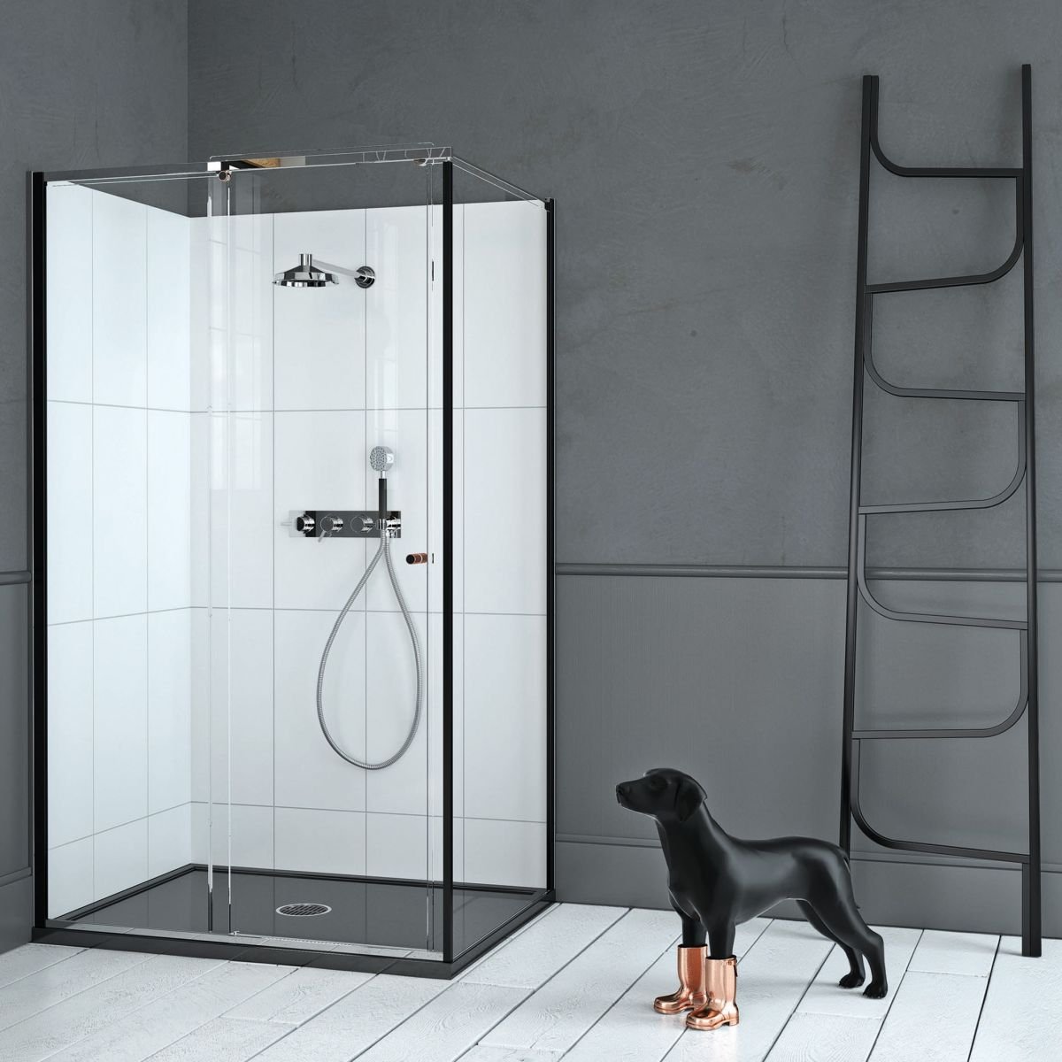 Matki Corner Sliding Door with Glass Guard - 1000mm - Silver Finish
