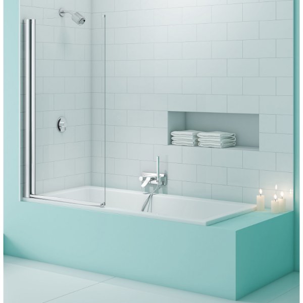 Merlyn SecureSeal Square Hinged Bath Screen - 6mm Glass - 1500mm X 800mm - MS1
